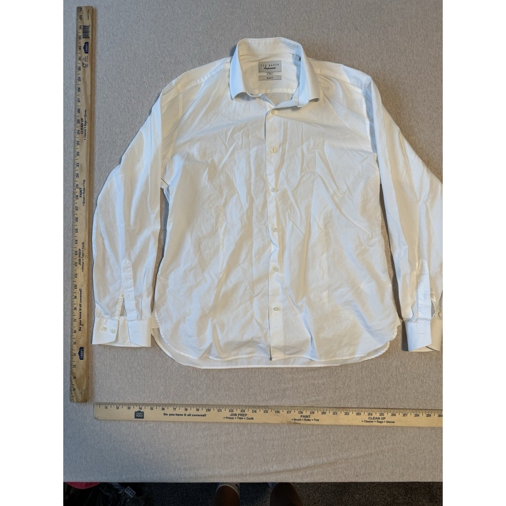 Ted Baker Men's 16.5 White Long Sleeve Button Up Dress Shirt
